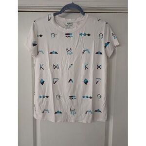 Kenzo Paris Mens White Abstract Graphic Print T-Shirt Small fitted artsy luxury